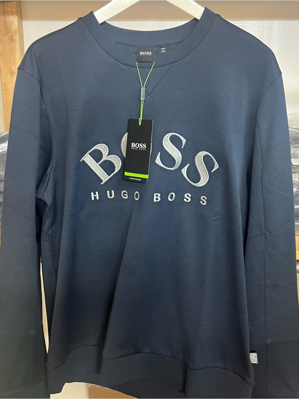 Hugo Boss Navy Embroidered Logo Crewneck Sweatshirt